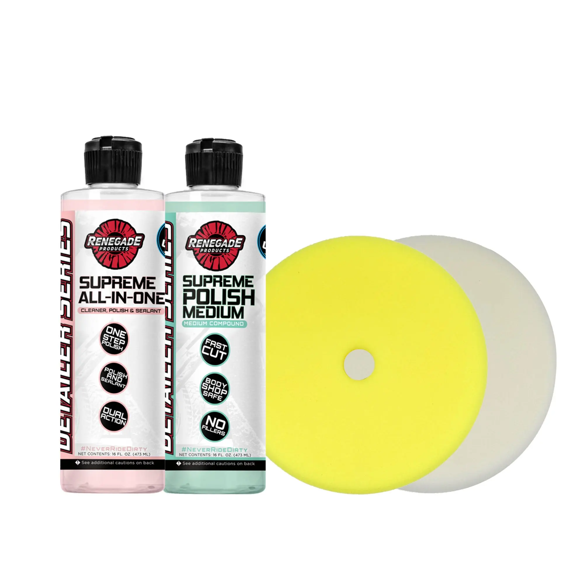 Renegade Products Basic Paint Correction Kit – Restore Gloss, Remove Oxidation & Protect Paint | Includes Polish, All-In-One Sealant & Foam Pads