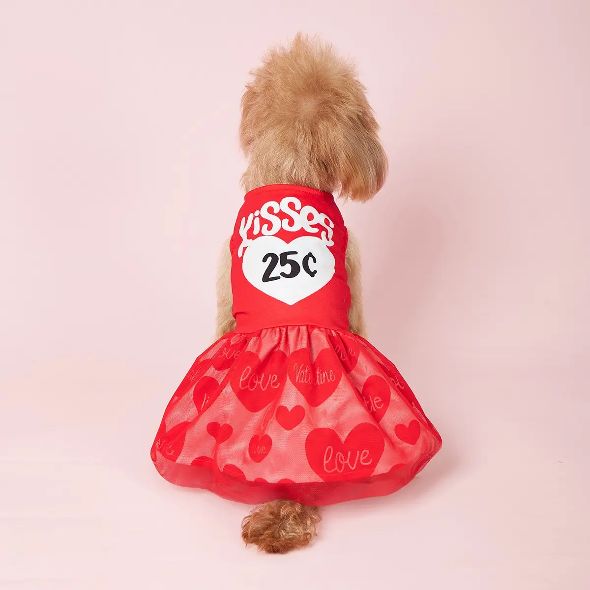 Valentine's Day Heart Print Pet Sheer Dress, Cute Animal Costume for Cats & Dogs, Comfortable Summer, Perfect Gift Idea