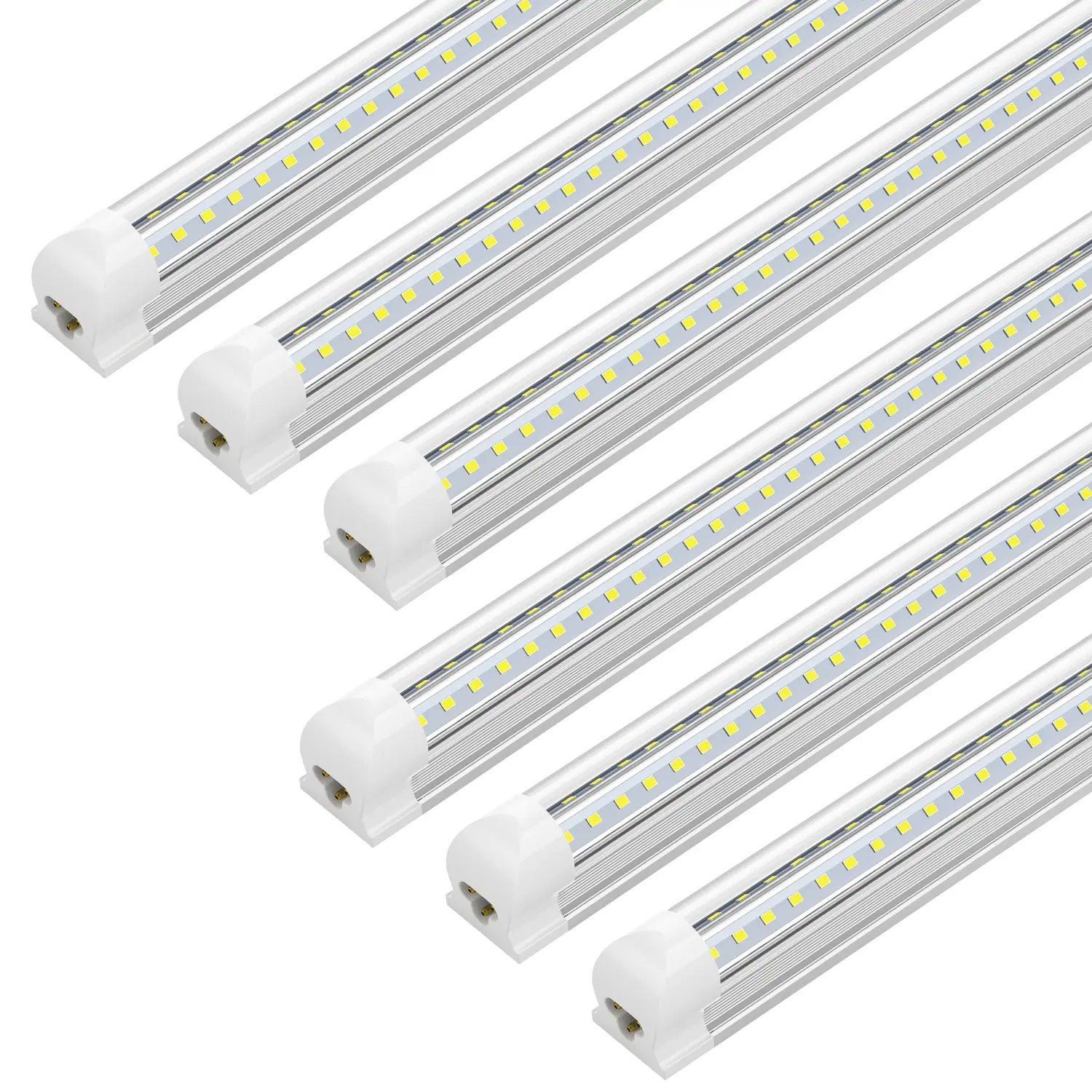 25-Pack Boxed Set 6FT T8 Integrated LED Tube Light Fixtures, 60W 6000K Cool White 6480lm High Output, Energy Efficient Plastic&Aluminum Linkable Cover, Seamless Connectors for Easy Installation, Indoor/Outdoor Garage Use