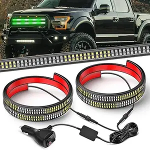 Nilight 2PCS 24 inch Truck Grille Strobe Lights Strip 384 LED Light Green White Flexible Side Flashing Working Safety Waterproof Lighting Kit for Trucks Tow Plow Construction Vehicle