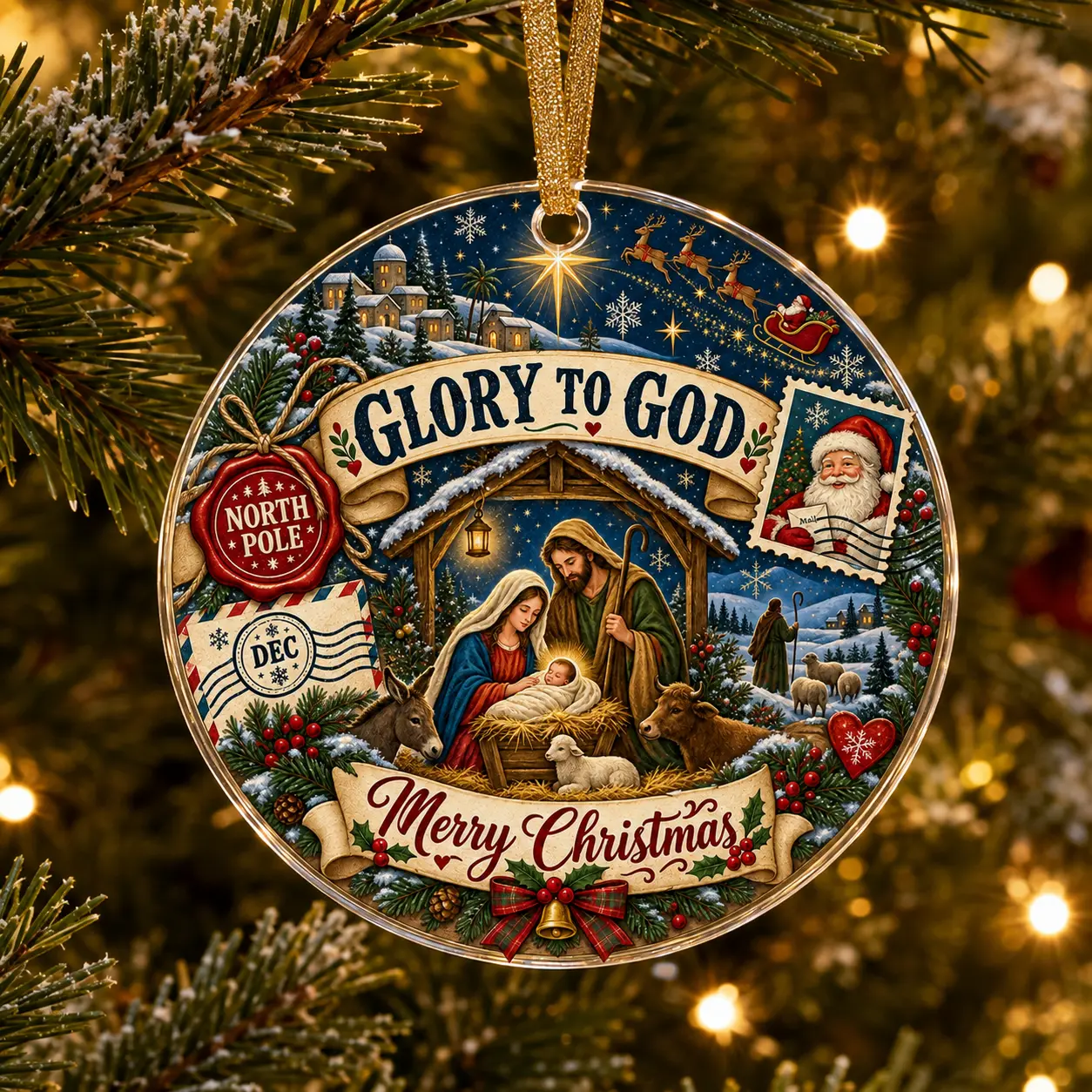 Original Seasonal Keepsake Christmas 2026 Christian Round Acrylic Hanging Ornament