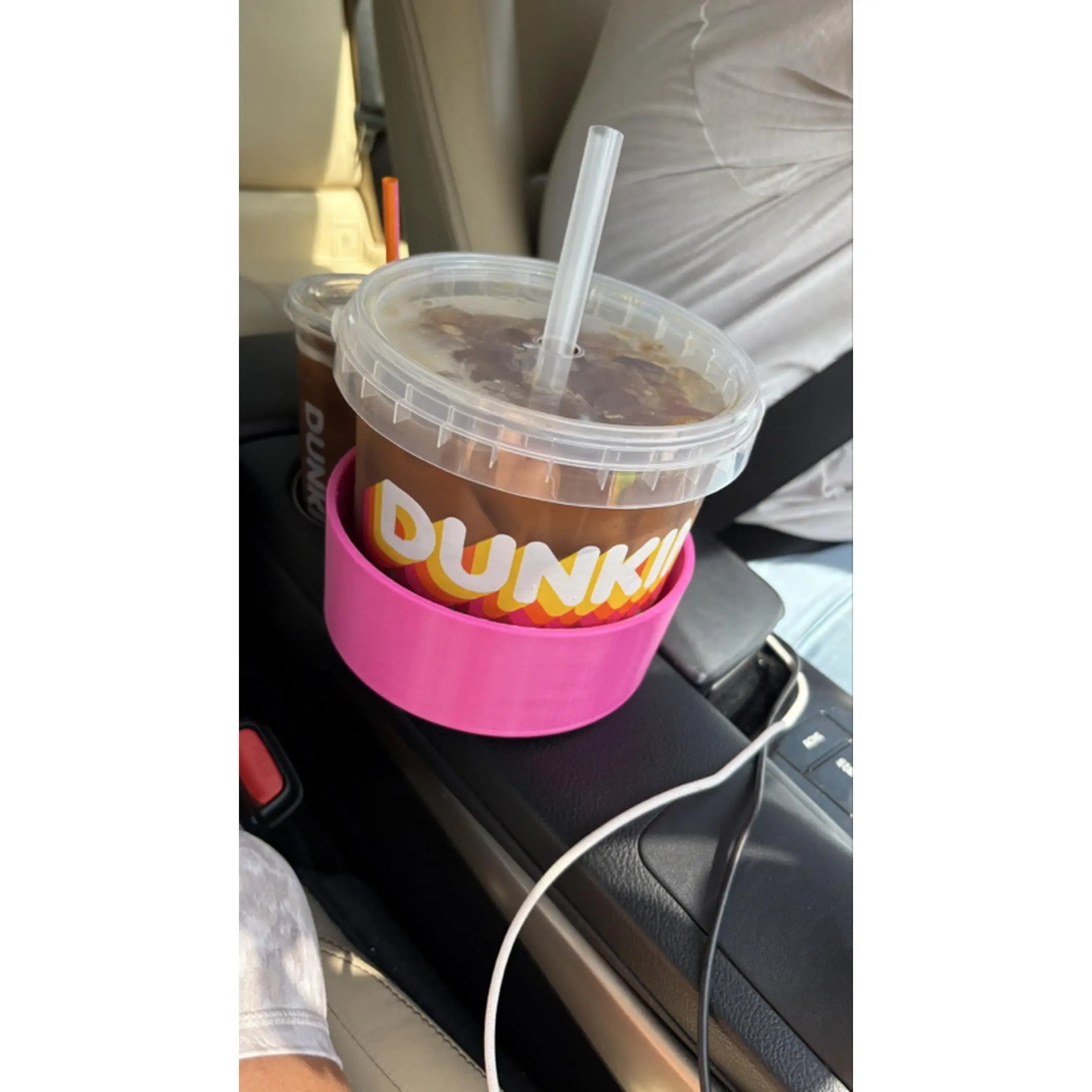 DD Bucket Car Cup Holder - Pink Color, Ideal for Dunkin' Drinks, Secure Fit for Car Dashboard, Convenient Storage Solution