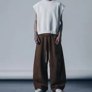 Retro Double-Waist Leopard Patch Barrel Pants