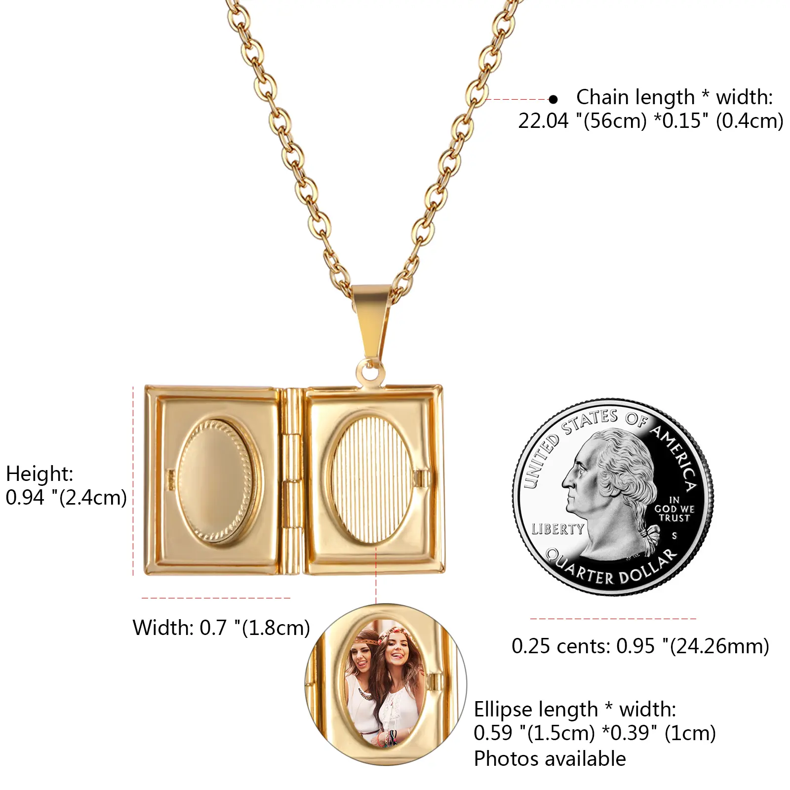 OIDEA Stainless Steel Vintage Book Locket Pendant Necklace - Handmade Metal Necklace, Openable Engravable Photo Keepsake Charm with 22" Chain, Handmade Metal Necklaces