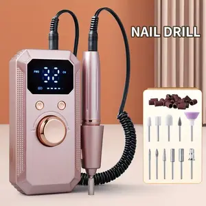 Professional electric nail polishing machine, LED display screen, multiple polishing heads, 32 adjustable gears, forward and reverse rotation polishing, high-efficiency power, compact design, perfect gift for female nail art, Nail Drill Polisher