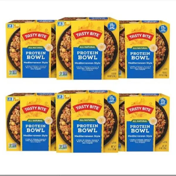 TASTY BITE Mediterranean Protein Bowl, 8.8 Ounce, Pack of 6, Ready to Eat, Microwaveable, Vegan, 14 Grams Plant Protein Rice Food