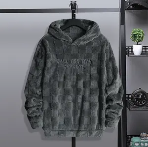 Men's Letter Embroidery Drop Shoulder Fuzzy Hoodie Regular Fit Casual Fashion Fabric Long Sleeve Hooded Sweatshirt for Spring & Fall Mens Clothing Fashion Men's Longsleeves Clothes for Daily Wear TikTokShopHolidayHaul Streetwear Trendy Clothes SpringState