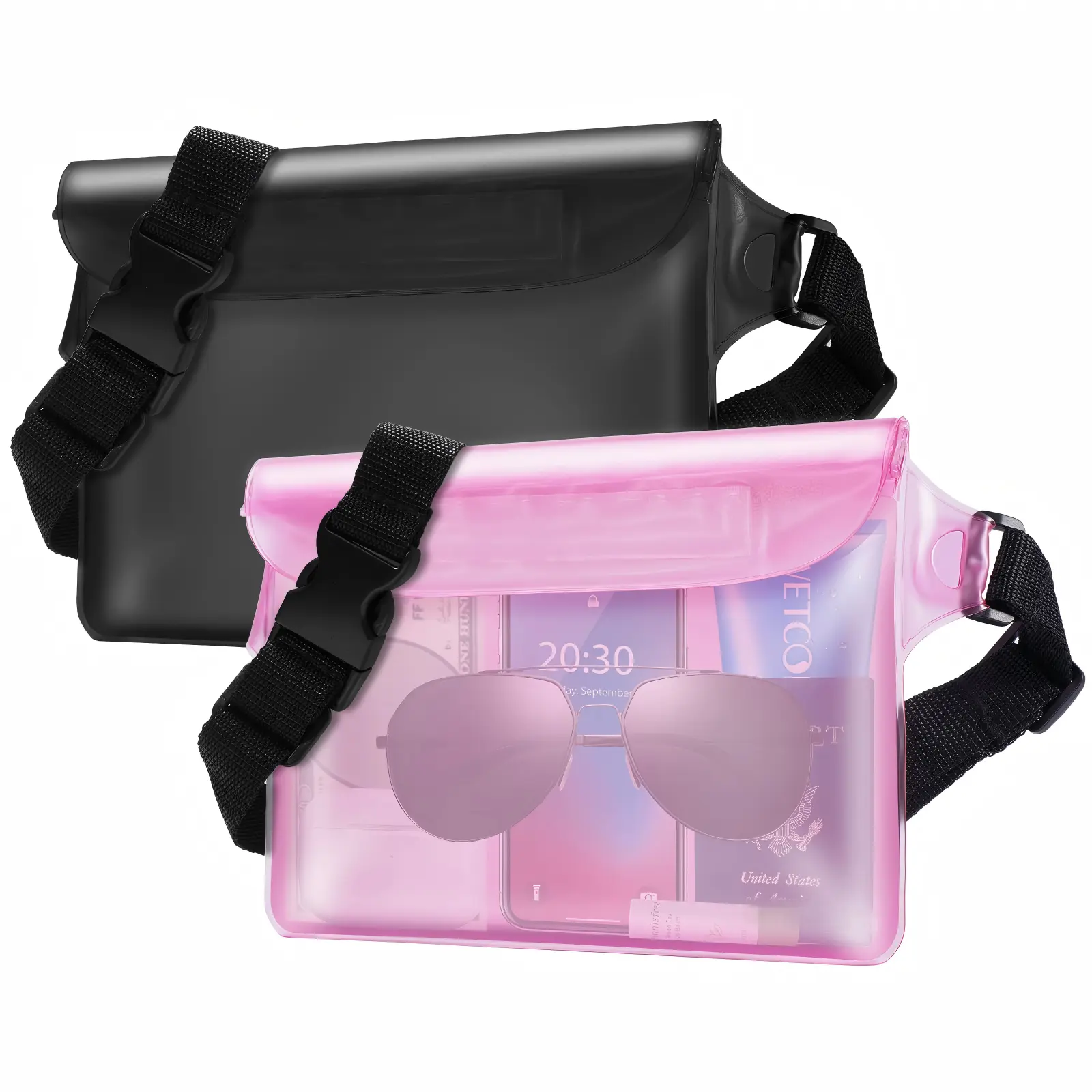 Unisex Waterproof Fanny Pack, Translucent PVC Cross-Body Pouch with Adjustable Strap, Touchscreen Friendly for Kayaking,Water Slides, Paddle Boarding&Beach Water Sports 8.7 X 0.98 X 6.1 Inches, Touchscreen Safe, Kayak/Boarding, Flexible Pvc