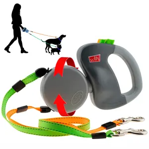 Wigzi Dual Dog Retractable Leash | 360° No-Tangle | Reflective Leads