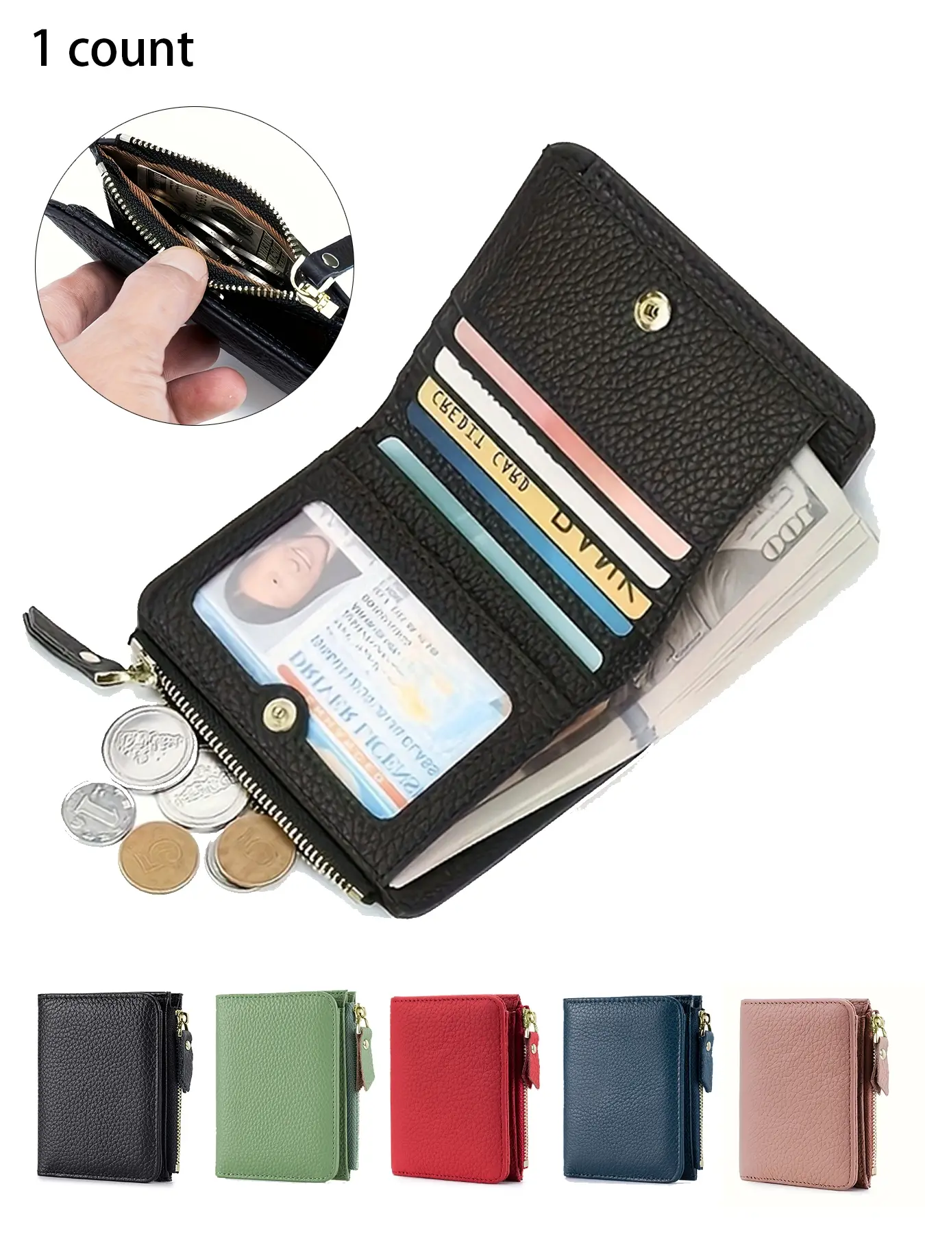 Men Women Cute Short Wallet Luxury Solid Zipper Wallet Design Coin Purse rfid Bank Credit Card Holder Slim Small Money Bag Pu Leather Wallet small black purse wallet for women gift for women Durable Fashion Wallet