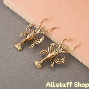3pcs Creative Brass Crayfish Ornament, Home Living Room Desktop Decoration Craft, Lobster Figurine, Exquisite Shrimp Ornament, Christmas Gift