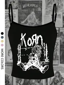 Women's Fun Lazy Boy Print Tight-Fitting Cropped Tank Top, Unique Sleeveless Crop Top for Summer, Casual Loungewear with Thin Fabric, Womenswear