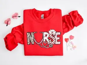 [Sale Up To 50%] Nurse Valentine Gift Sweatshirt, Nurse Valentines Day Sweatshirts, Valentine Nurse Sweaters, Valentine Nursing Sweater, Nicu Labor Peds Gift, streetwear graphic tee