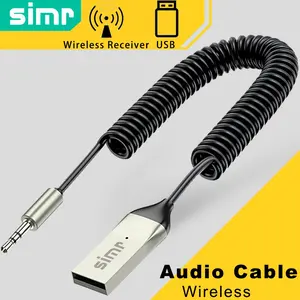 simr Metal USB Car Wireless Receiver Audio Receiver Adapter 3.5Mm Aux Jack USB For Car Home Audio Built in Microphone Speaker Auxiliary Cord
