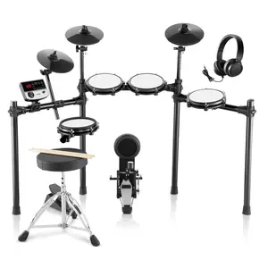 VEVOR Electric Drum Set, 32 Drum Kits 480 Sounds Electronic Drum Kit, USB MIDI Supported 8 in Quiet Mesh Snare Electric Drum Set with 10 in Cymbals Drum Sticks Headphone, for Beginners Adults