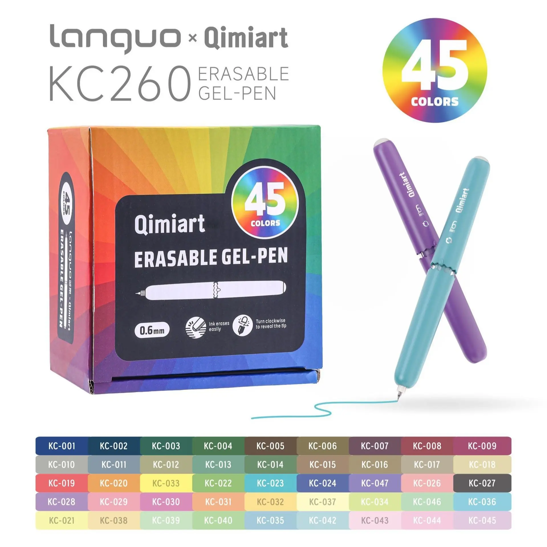 Languo 45-color color erasable neutral pen set Thermal easy-to-wipe 9-color high-value painting hand account drawing markers Art Pen Marker