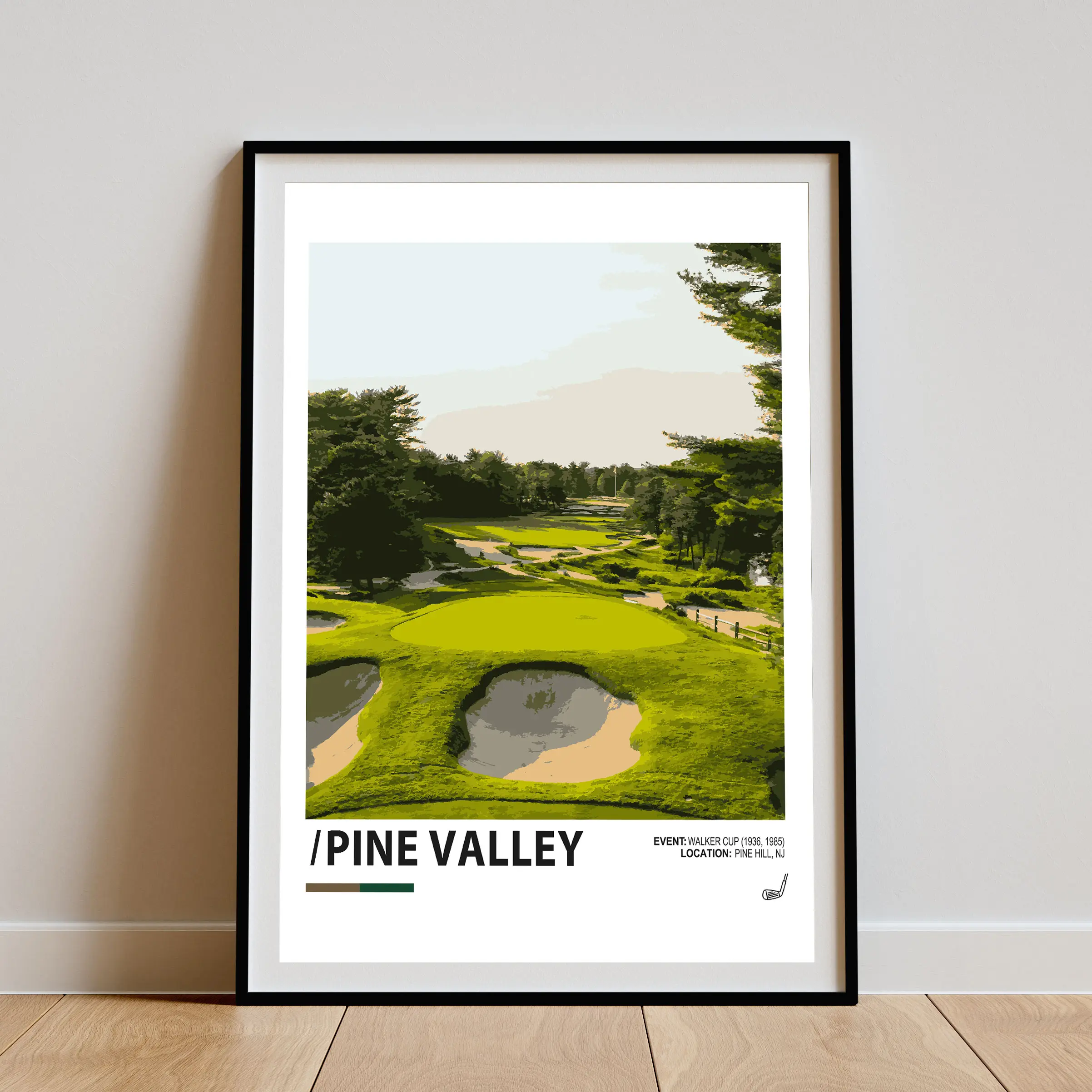 Pine Valley Poster, Golf Poster, Minimalist Sports Poster, Office Wall, Golf Wall Art, Golf Course Print ,unframed, Decor Room Artistic Decoration Ornaments Photo