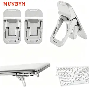 MUNBYN  Portable Keyboard Riser with Dual Tilt Angle,2pcs  Mini Laptop Feet for Desk, Invisible Lifter & Self-Adhesive Laptop Stand Bracket, Ideal for Office Use