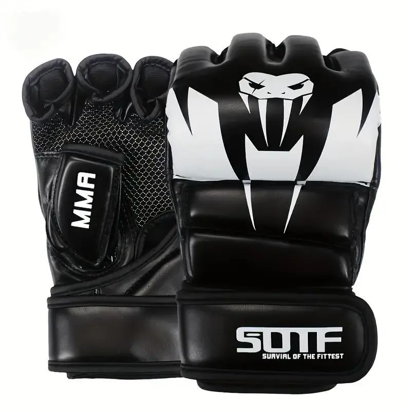 Open-Palm MMA Training Gloves Adjustable Wrist Strap Boxing Gloves for BJJ, Grappling Combat Sports Punching Gloves