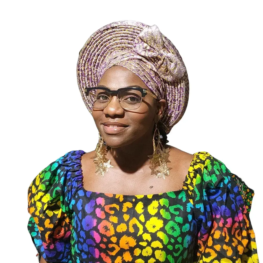 Colorful Damask Auto Gele Headpiece for Females - Nigerian Hair Accessory, Comfortable Fit, Ideal for Festivals, Celebrations, Female