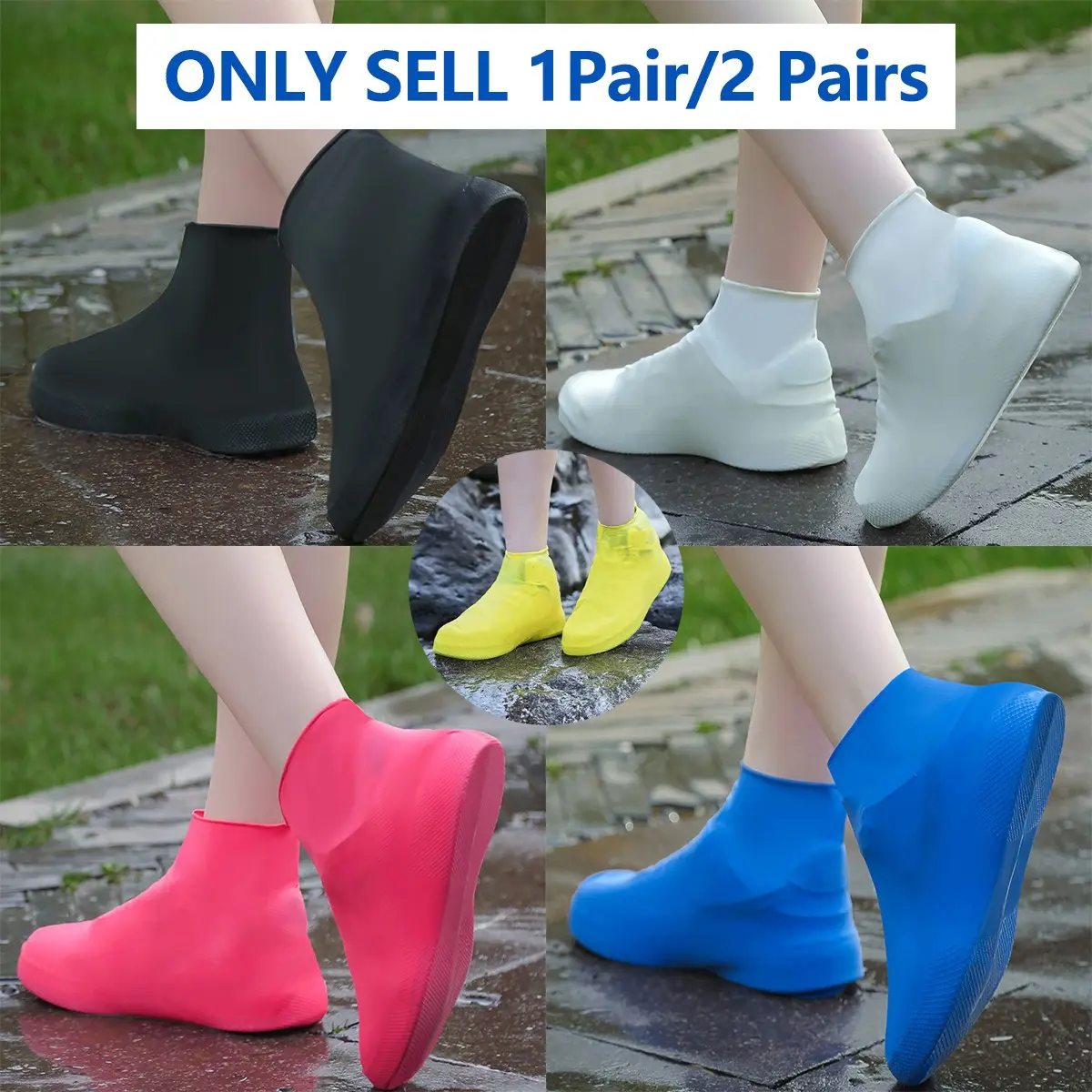Waterproof Rain Boots Overshoes for Outdoor Use, 1 Pair/2 Pairs Reusable Non-Slip Rainproof Shoe Covers for Rainy Days, Rainy Season, Durable & Comfortable