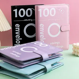 100 Envelope Challenge Binder - 5050 Savings Money Challenges, 25 Inner Pages, Digital Pages, School Supplies, Budget Binder with Cash Notebook