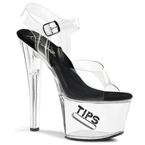 7 Inch Heel TIPJAR-708-5 Clear-Black-Clear