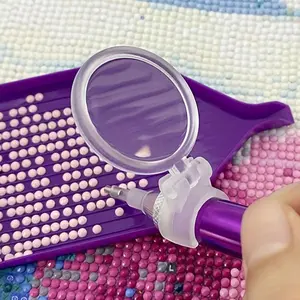 Plastic Magnifier For Diamond Painting, Led Diamond Painting Pen Light With Magnifier For Diamond Painting Tool, for Diamond Embroidery, Cross Stitch, Beading and Handicraft