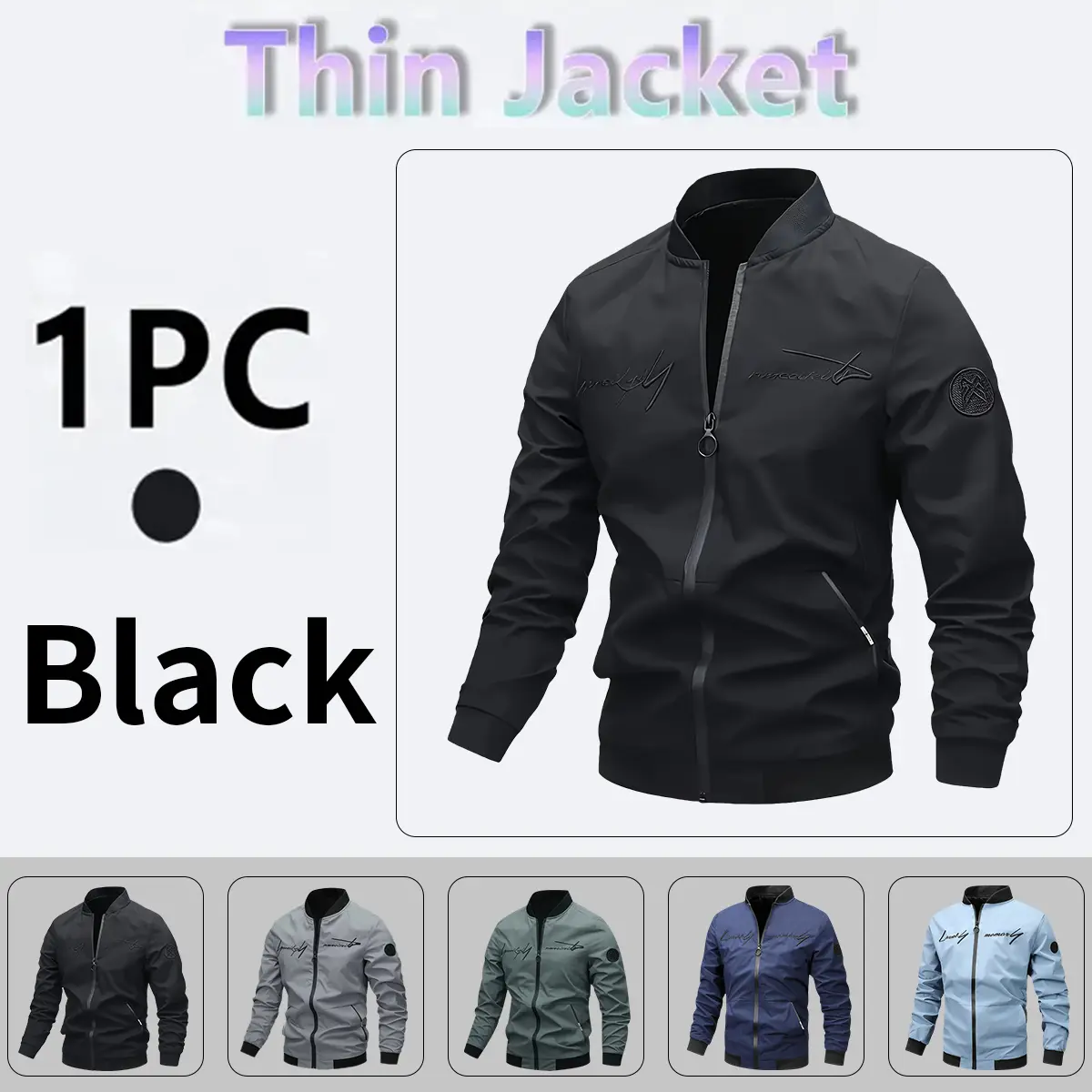 Men’s high-end letter embroidery aviator jacket—casual zip-up functional outerwear available in multiple colors for spring, autumn, and winter; a stylish choice suitable for everyday wear, home, outdoor activities, and work.