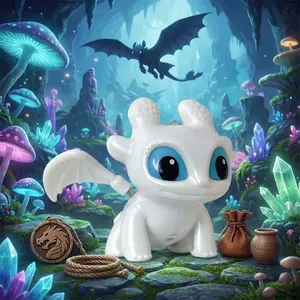 How to Train Your Dragon Toothless Wings Move Light-Up Night Fury Glow-in-the-Dark Keychain, Universal Sound & Light Keychain, Cute Charms Keychain, Cute Bag Accessory Gift