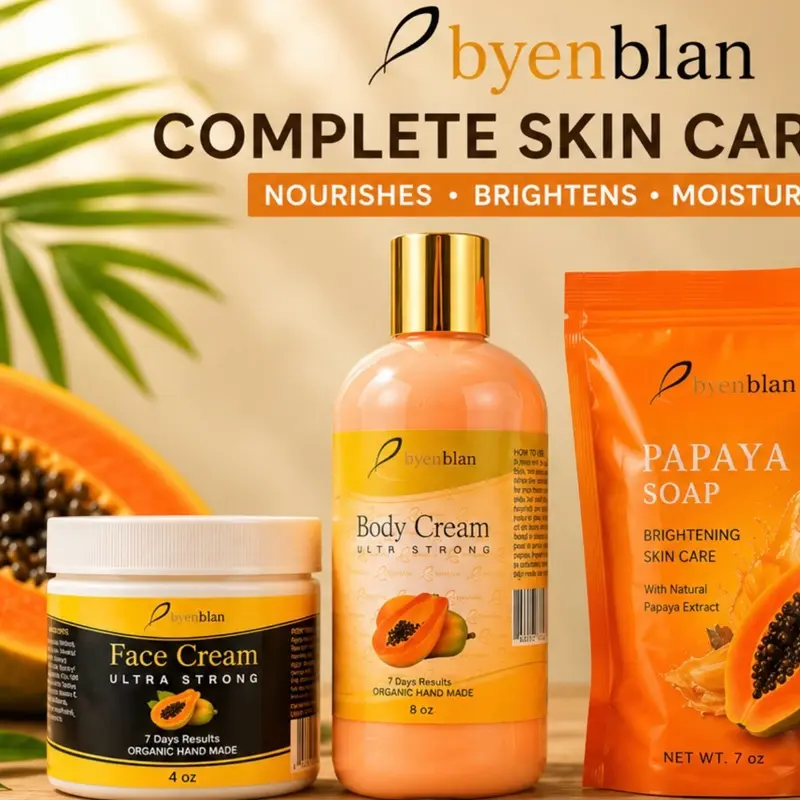Papaya Extract Cream & Soap Set - Gentle Cleansing Facial Lotion, Refreshing Body Soap for Daily Use, Hydrating Silky Skin Care for Most Skin Types, Body Care
