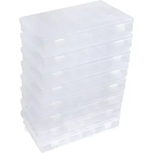 8 PCS 36 Grids Clear Plastic Compartment Organizer Box for Beads Jewelry Earrings Tackle Storage