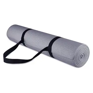 Fitvids 1/4” High Density Thick Non Slip Workout Yoga Mat and Carry Strap, Grey