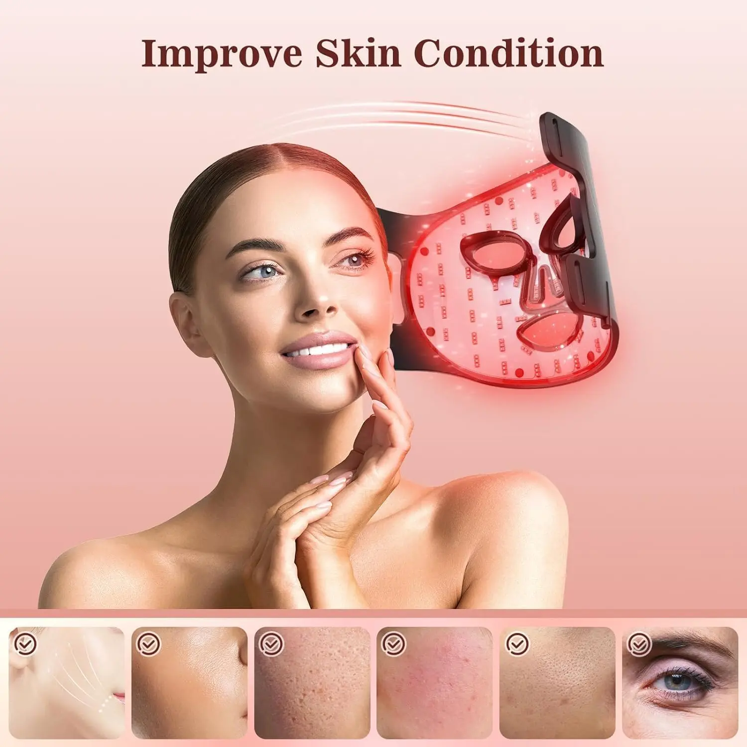 Flexible Silicone LED Face Mask Light Therapy - 7 Color Photon Facial Device with Remote Timer, Adjustable Lightweight Daily Use Tool for Sensitive Skin, Brightening, Pore Refining, Anti-Aging, Calming Breakouts (Ideal Gift)