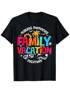 2026 for family Vacation Parent- T-Shirt- Create Memories Together Print Comfortable Round Neck Design Women'S Ultra Soft Breathable Moisture-Wicking T-Shirt Suitable For Family Gatherings Vacations And Group Activities