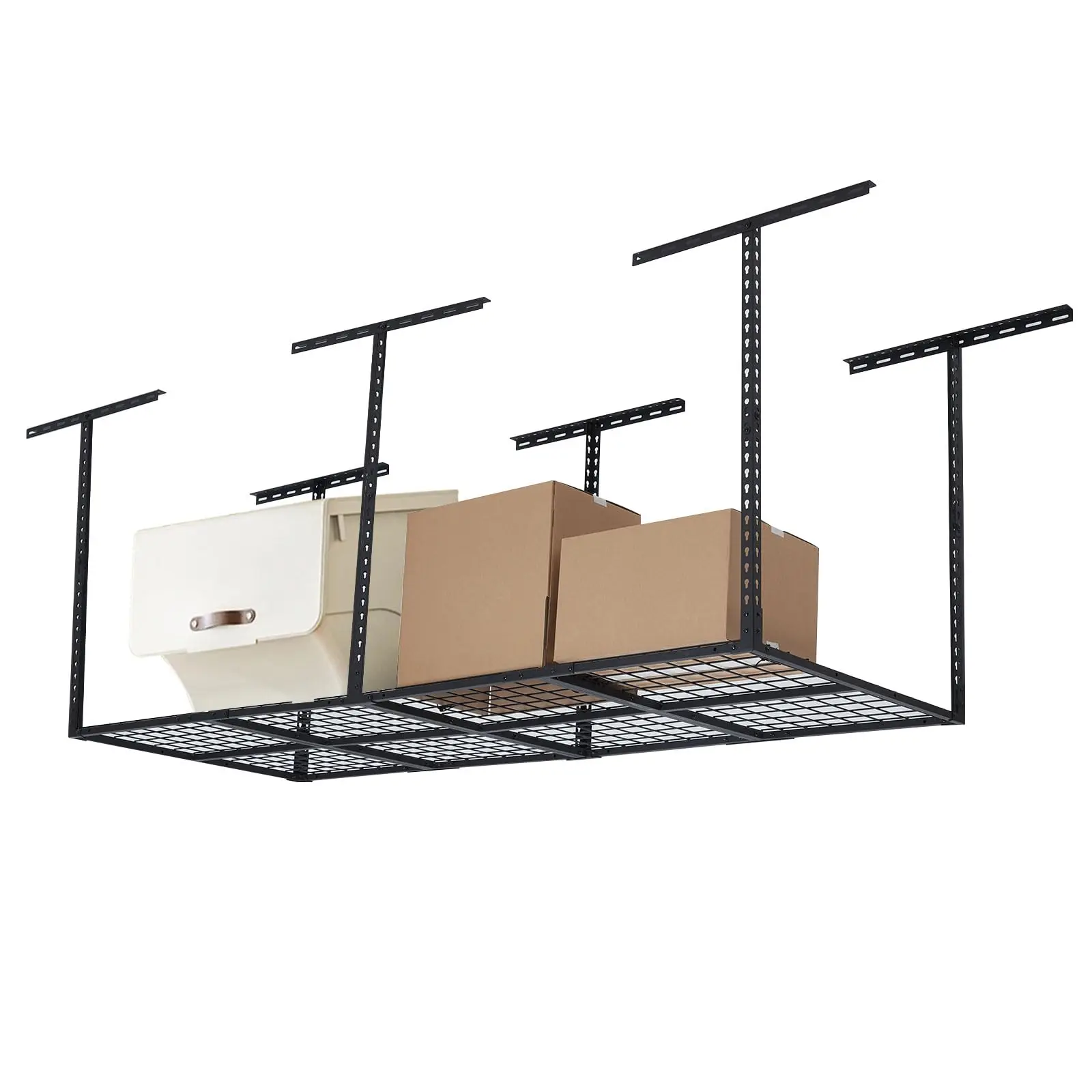 GARVEE Heavy Duty Adjustable Garage Ceiling Storage Racks, 96'' x 36'', Made of Durable Cold Rolled Steel for Efficient Space Utilization and Secure Overhead Storage