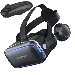 Shinecon VR Glasses 3D Virtual Reality Goggles Devices Helmet Headset Viar Lenses For Smartphones Mobile Phone Smart Realidade Controller Gogle Headphones Hedset movie game film suitable for 4.7-6.0 inch mobile phones VR Headsets