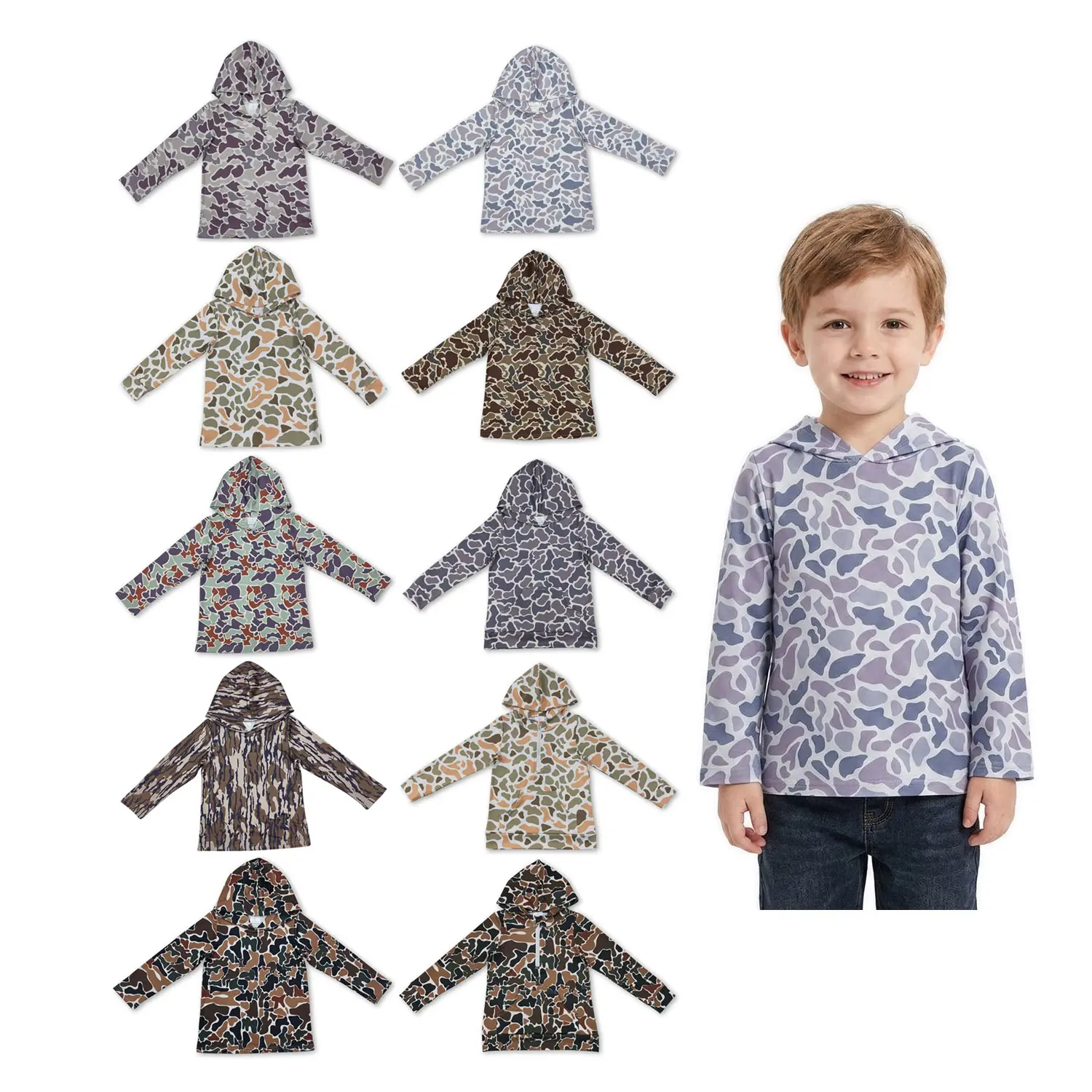 Camo Long Sleeve Kids Hoodie Boys Clothes