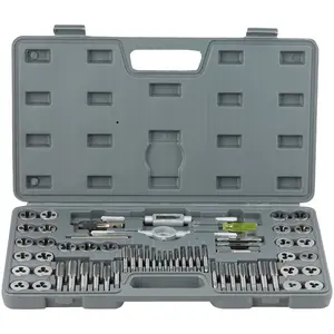 60-Piece Metric and SAE Standard, Bearing Steel Taps and Dies, Essential Threading Tool for Cutting External Internal Threads, with Complete Accessories and Storage Case
