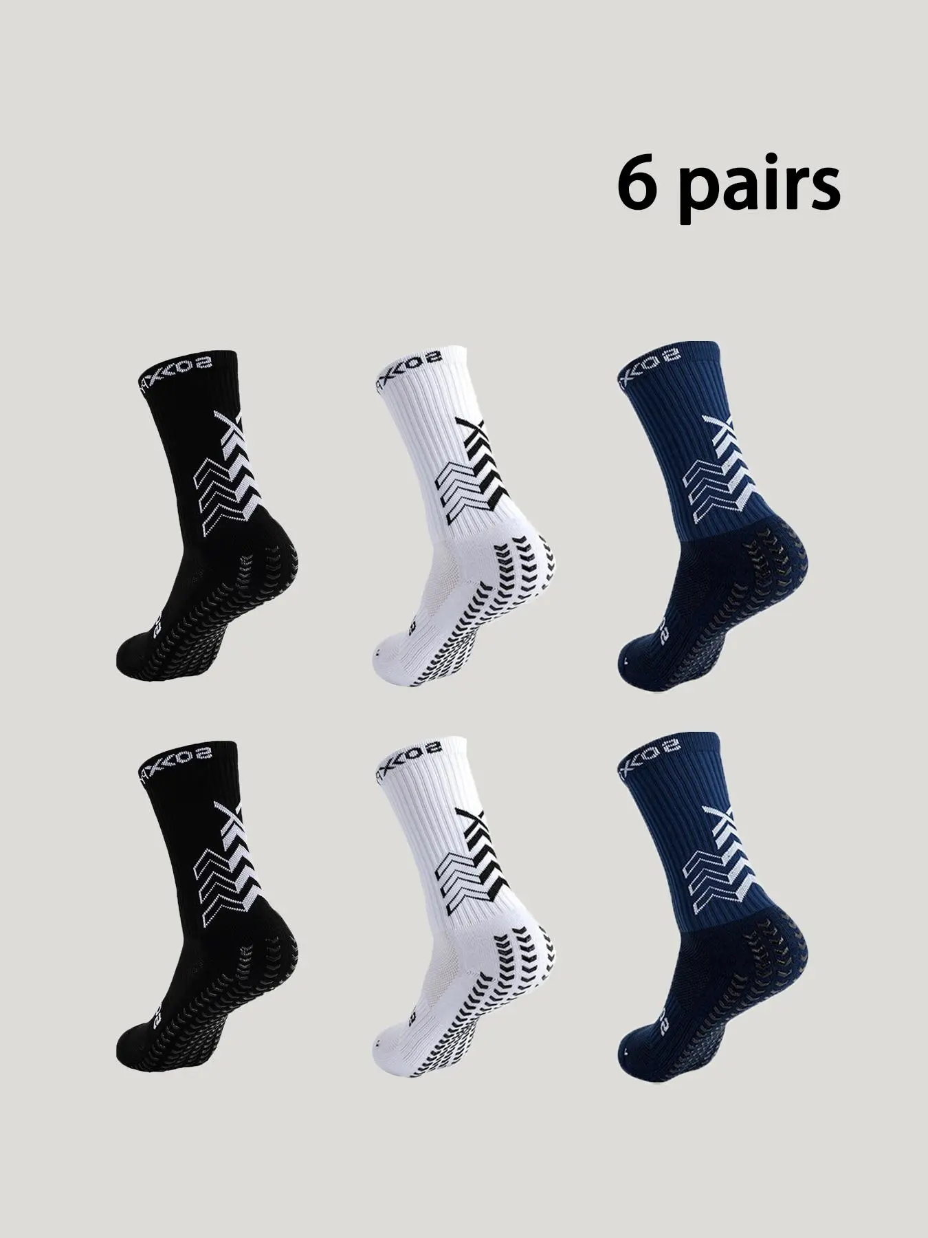 6 Pairs Anti-slip Grip Non Slip Socks Sports Fit Active Socks Men Women Football Socks Basketball Socks Breathable Outdoor Sport Climbing Hiking Cycling Socks Soccer Socks Sports Athletic Socks Grippy Socks