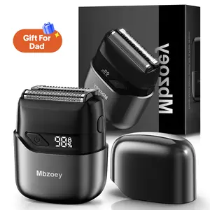 [fathersdaygift]Mbzoey Mini Mens Electric Facial Shaver, Compact Foil Groomer with Precision Titanium Blades, IPX7 Waterproof Rechargeable USB Shaver, Wet Dry Use, LED Fast Charging, Travel-Friendly for Smooth Shaves, Mens Gifts for Father's Day