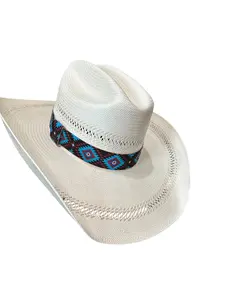 Burgundy Aztec Elastic Hat Band 1.25 inch