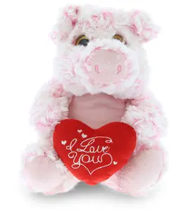 DOLLIBU Sitting Plush Pig Cute Stuffed Animal - Durable, Soft, Fluffy Stuffed Toy with Embroidered Red "I Love You" Heart, Cuddly Gift for Kids, Cute Stuffed Animals, Plush Stuffed Toys