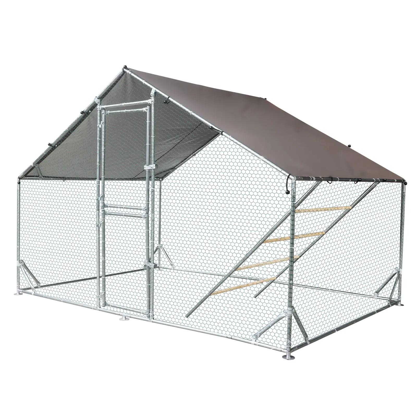 Aivituvin Large Walk-In Galvanized Steel Outdoor Chicken Coop Enclosure - Wire Mesh Outdoor Chicken Cage, Pet Habitat for Small Farm Animals, Farm & Poultry Supplies
