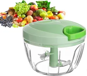 Vegetable Chopper Manual Food Chopper with Container Hand Pull String Veggie Cutter for Salad Garlic Nut Onion Safe Durable Multipurpose Use Easy Clean