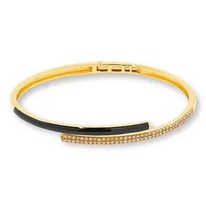 Rarities Gold-Plated Diamond and Enamel Bypass Bangle Bracelet
