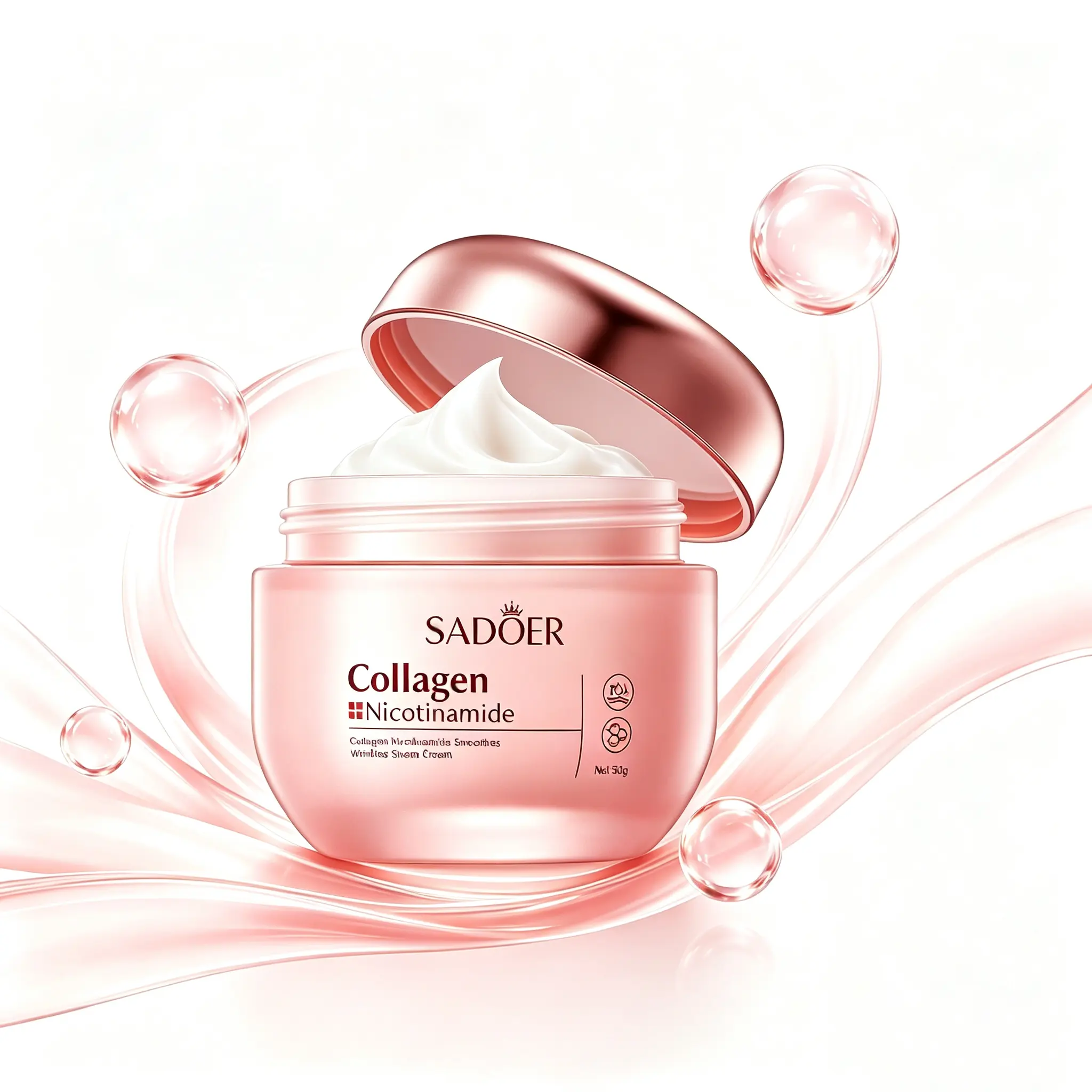 50g Collagen Nicotinamide Face Cream Moisturizer - Multi-Effect Skincare for Compact Elastic Skin, Brightened Complexion, Long-Lasting Hydration, Dry Fine Line Reduction, Anti-Aging Wrinkle Smoothing