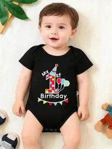 Cute Baby Short Sleeve Onesie, Adorable Cartoon Letter Print, All-Season Unisex Romper, Perfect for Boys and Girls, Letter Print Bodysuit