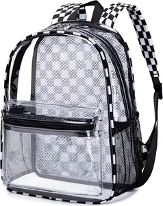 Clear Mini Backpack for Stadium Events 12x12x6 Small Transparent Backpacks Plastic See Through Clear Bag for Concerts Work Festival Security Travel