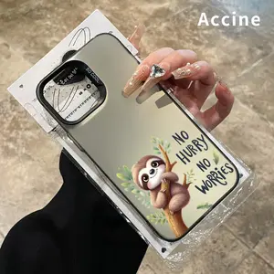 Hard PC Case for iPhone 16 Pro Max 15 Plus 14 13 12 11 XR E XS Sloth Hugging a Branch Pattened Soft Edge Anti-Drop Lightweight Back Cover Gift for Girl